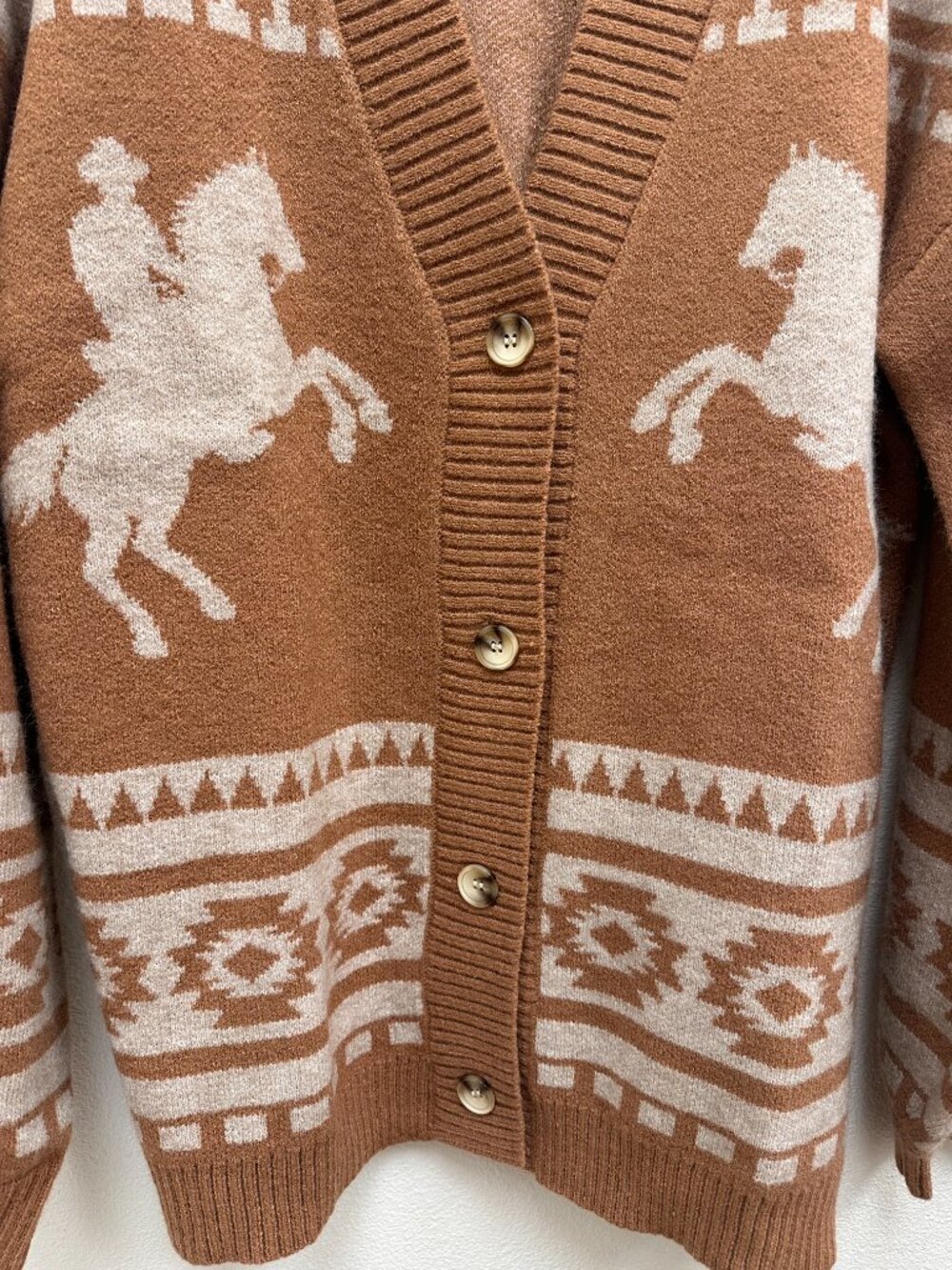 Camel Aztec Sweater Cardigan - Picture 2 of 3